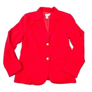 Vintage‎ JG Hook Blazer Women's 14 Red Wool Cashmere Lined Jacket Preppy Logo